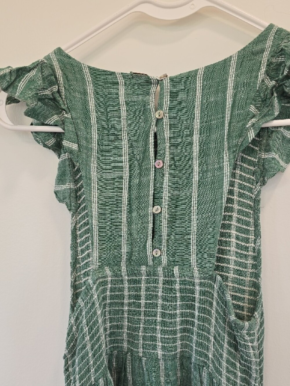 Free People Butterflies Green Striped Flutter Sleeve Maxi Dress - Picture 3 of 3